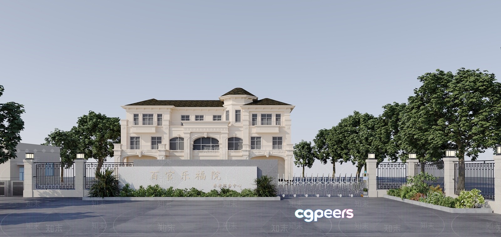 A Large White Building 3D Model - 12762 - VRAY Render