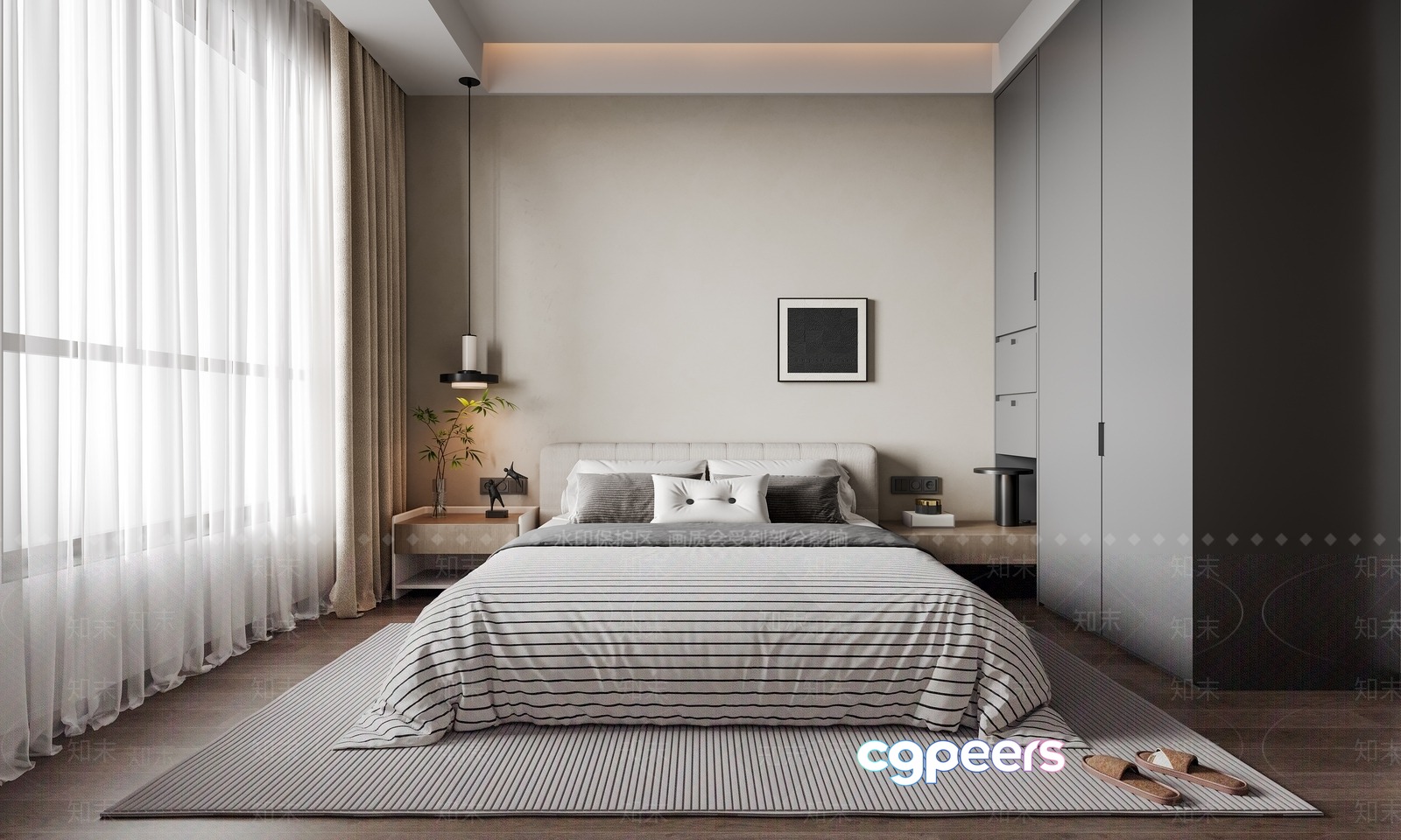 Modern Bed And Nightstands 3D Model - 3788 - VRAY Render Modern Bed And Nightstands 3D Model - 3788 - VRAY Render