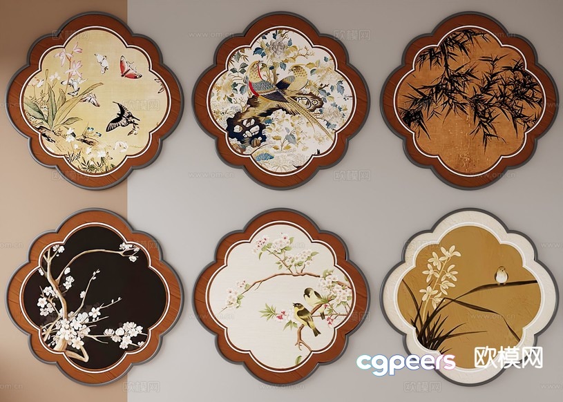 Japanese-Style Decorative Plates 3D Model - 1731 - CORONA Render Japanese-Style Decorative Plates 3D Model - 1731 - CORONA Render