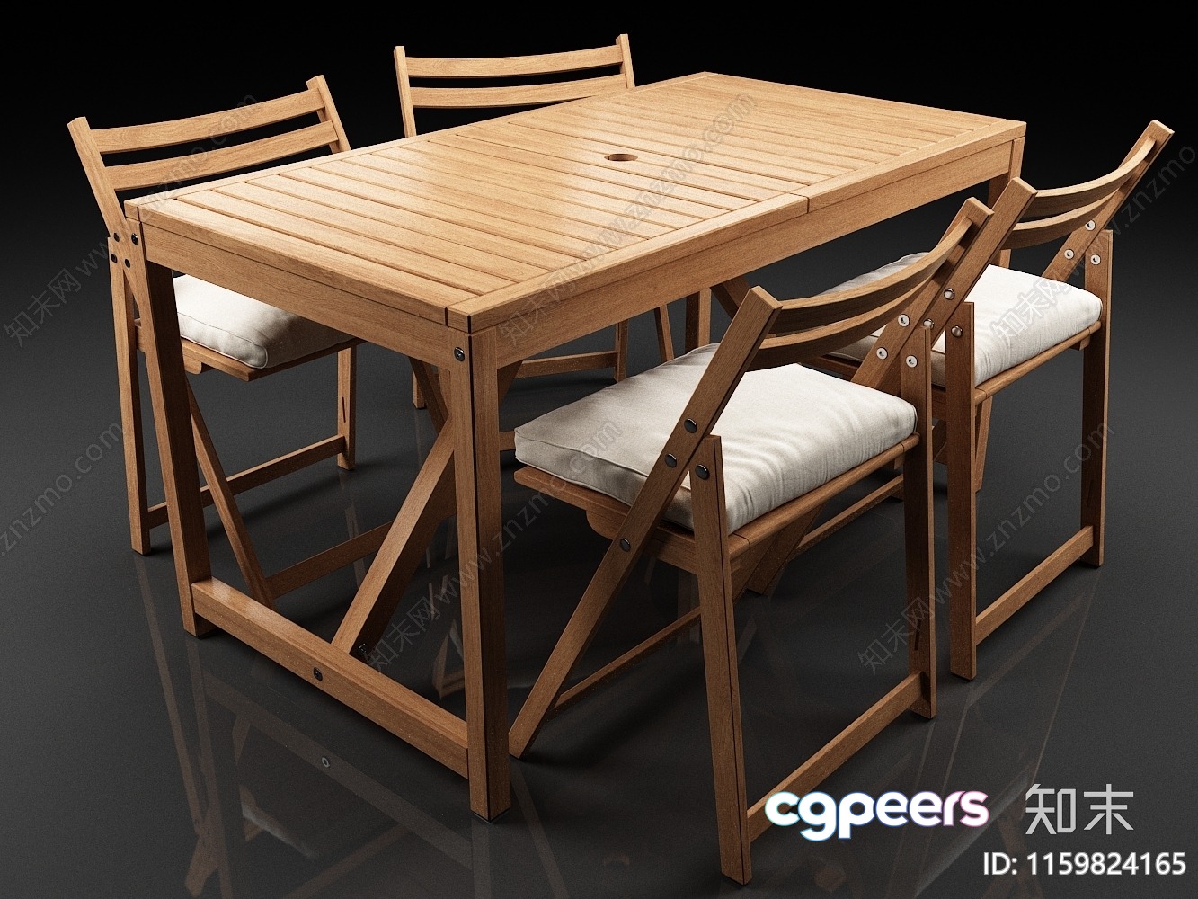Wooden Dining Table 3D Model - 11458 - VRAY Render