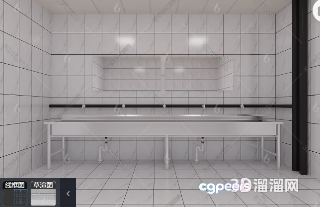 A 3D Rendering Of A Bathroom With Two Sinks 3D Model - 8504 - VRAY Render