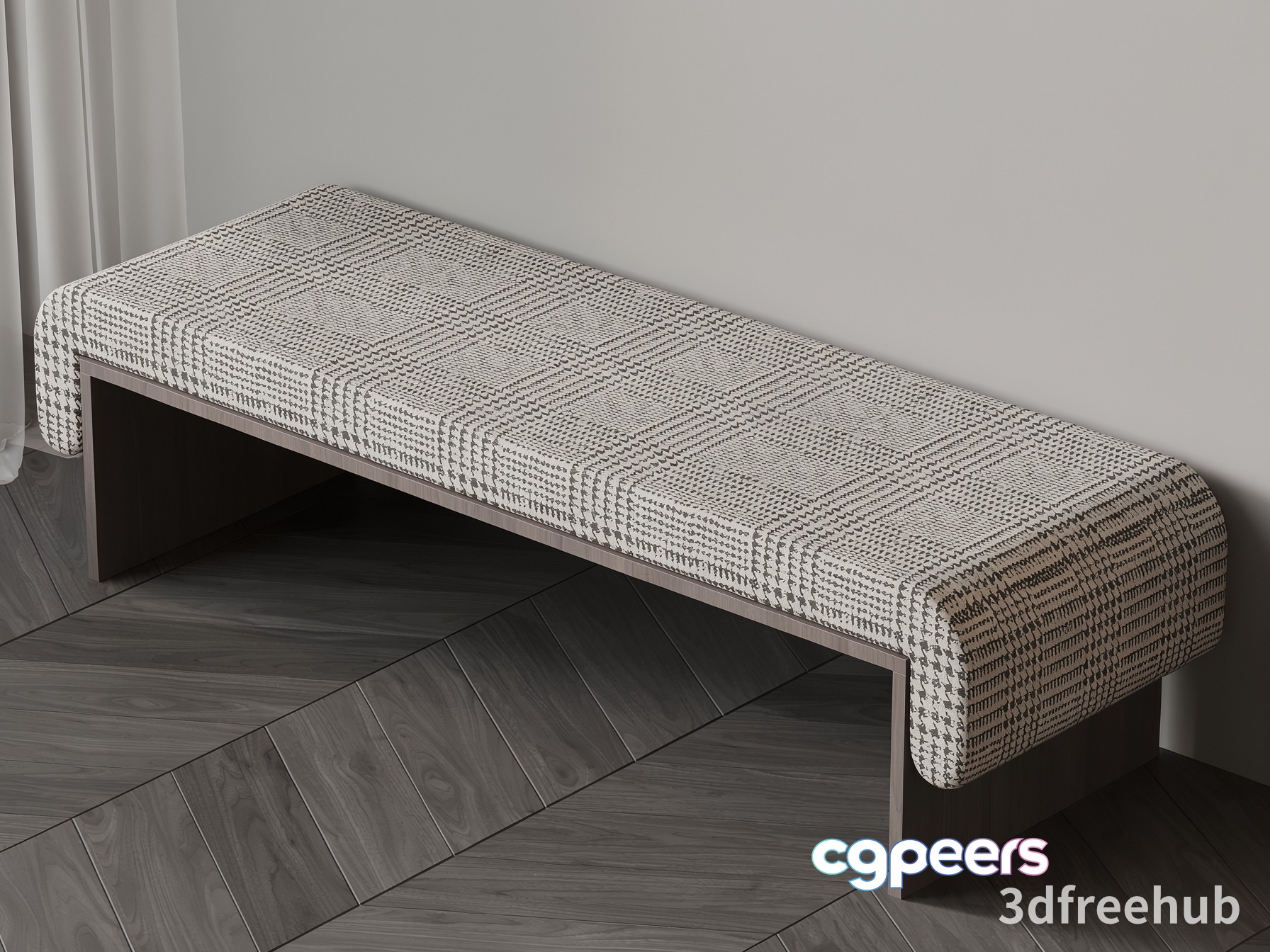 Simple Bench With Patterned Cover 3D Model - 20003 - VRAY Render