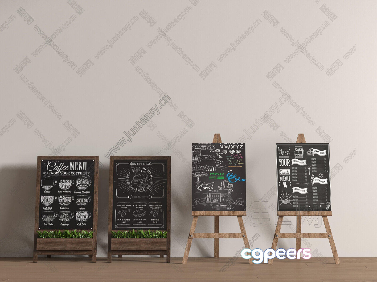 Modern Wooden Easels 3D Model - 8976 - VRAY Render