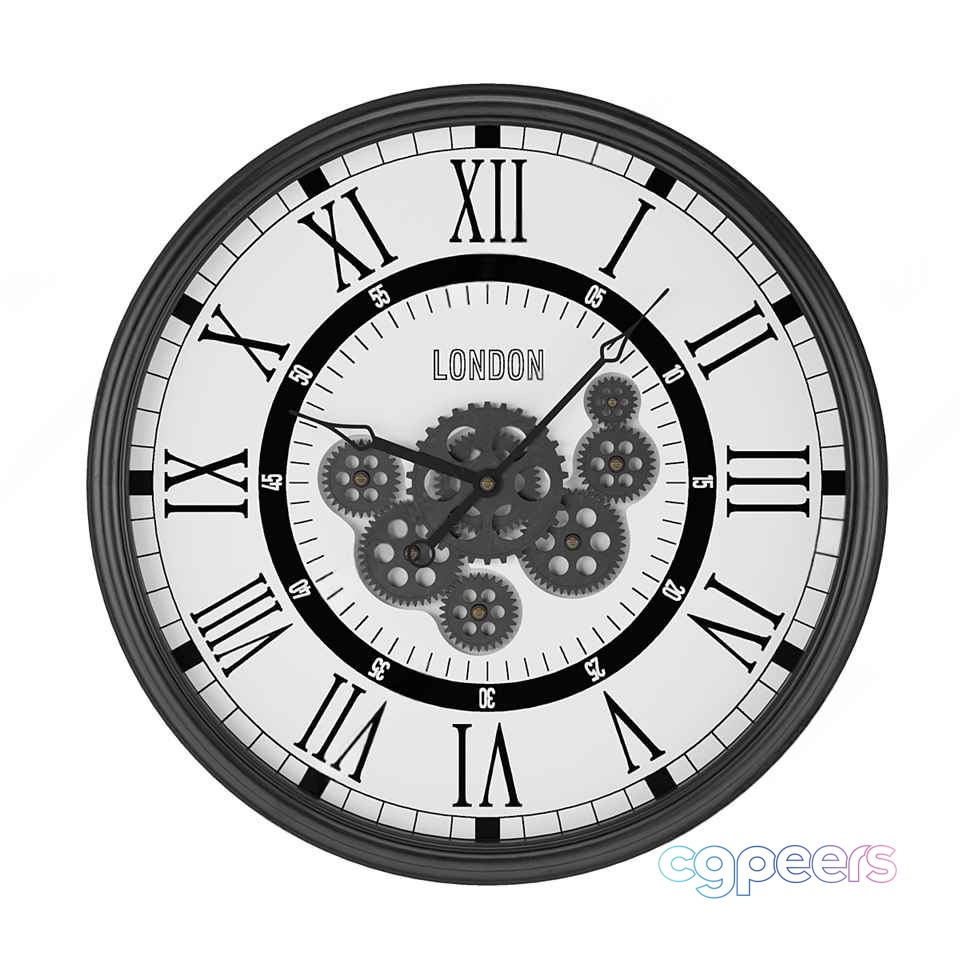 Black And White Clock 3D Model - 13372 - VRAY Render Black And White Clock 3D Model - 13372 - VRAY Render