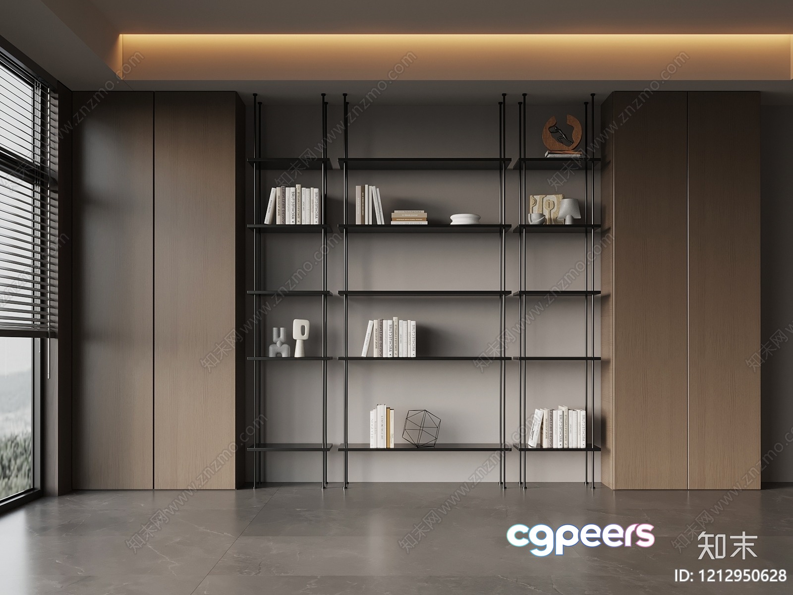 Modern Bookshelf 3D Model - 16421 - VRAY Render