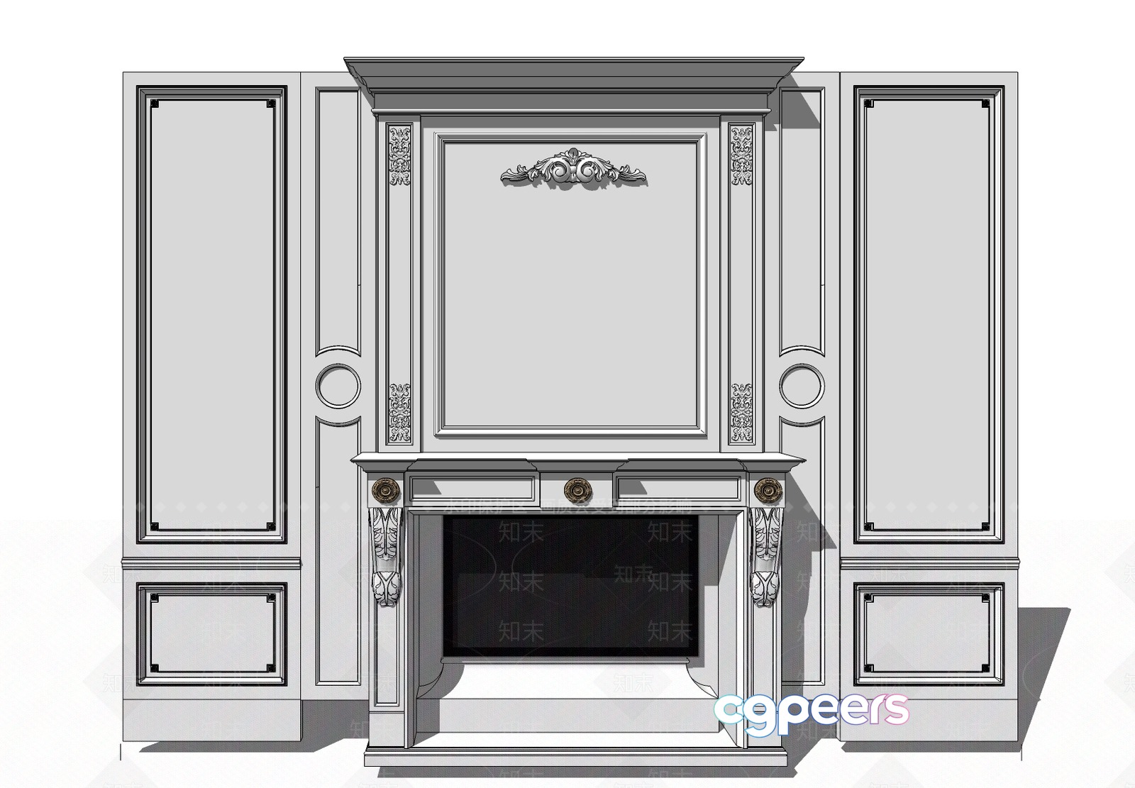 A White Fireplace 3D Model - 18596 - VRAY Render