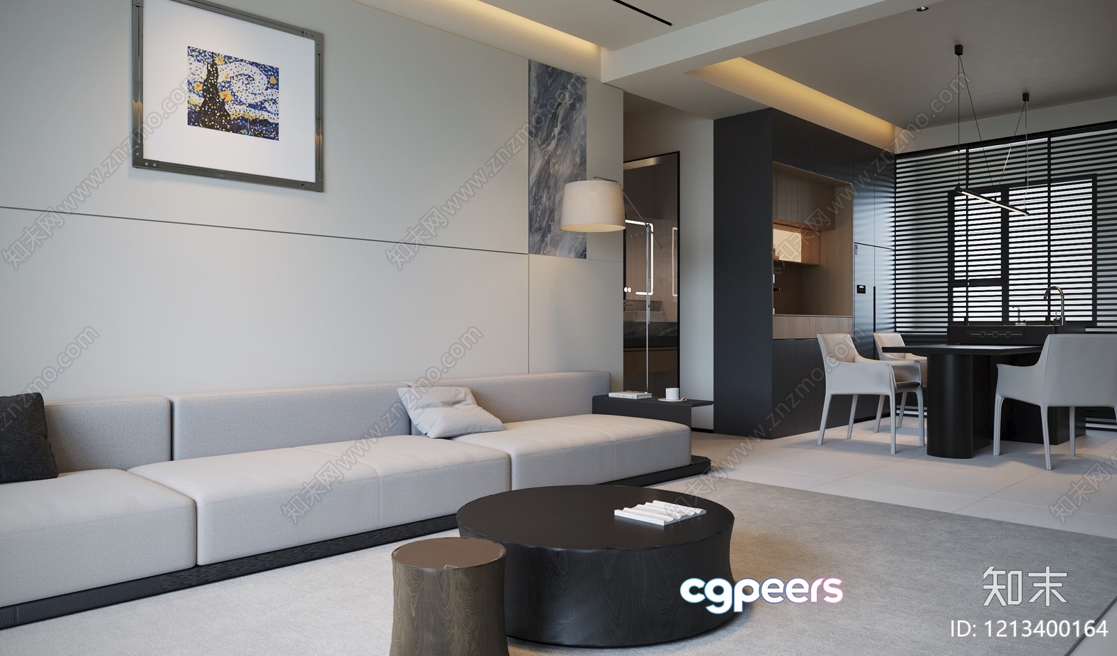 Modern Living Room 3D Model - 22100 - VRAY Render
