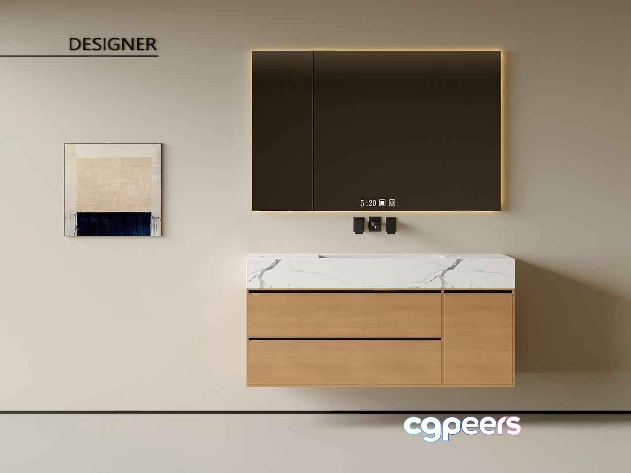 Modern Bathroom Vanity 3D Model - 1390 - CORONA Render Modern Bathroom Vanity 3D Model - 1390 - CORONA Render