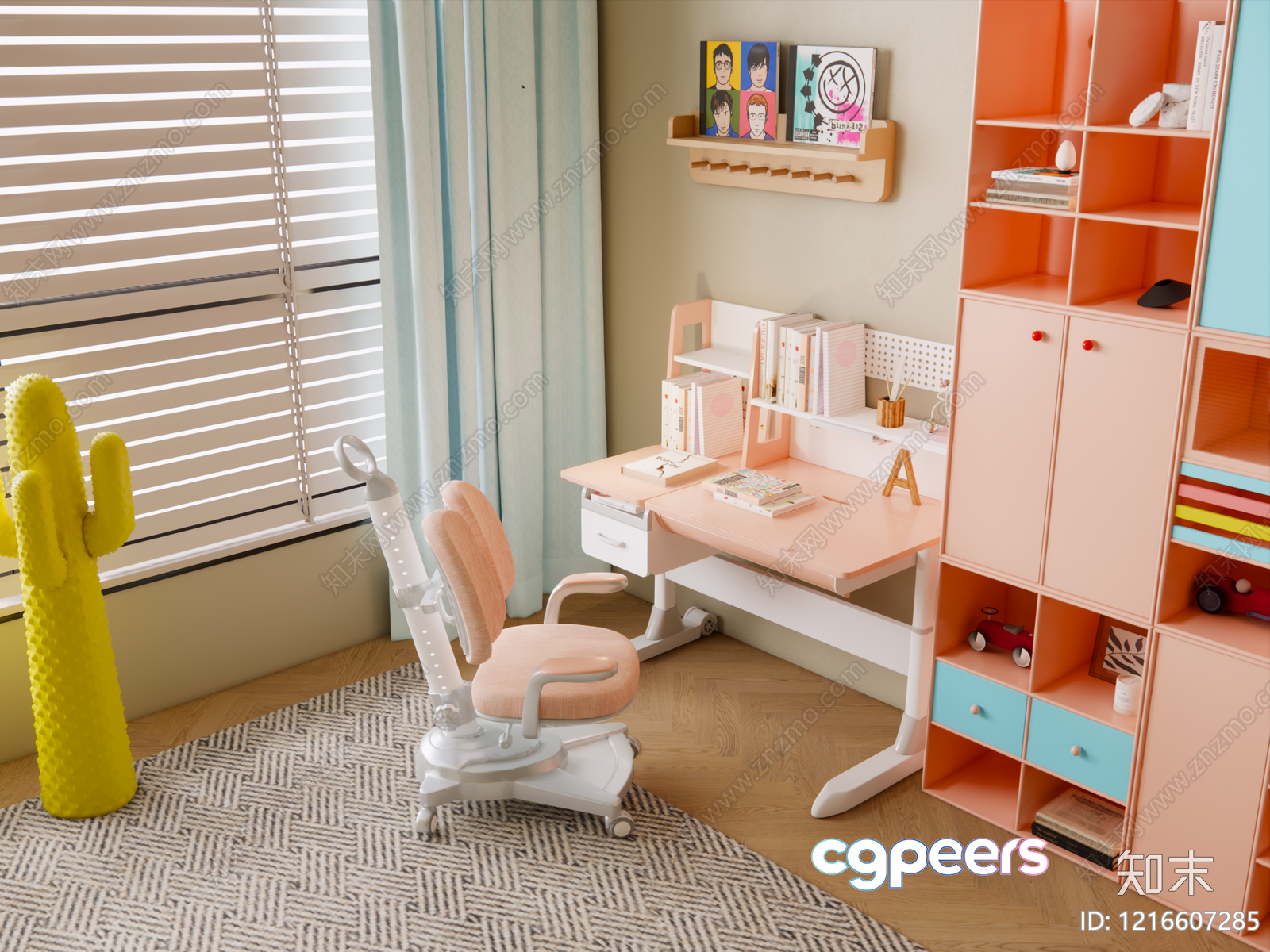 A Pink Desk 3D Model - 15032 - VRAY Render