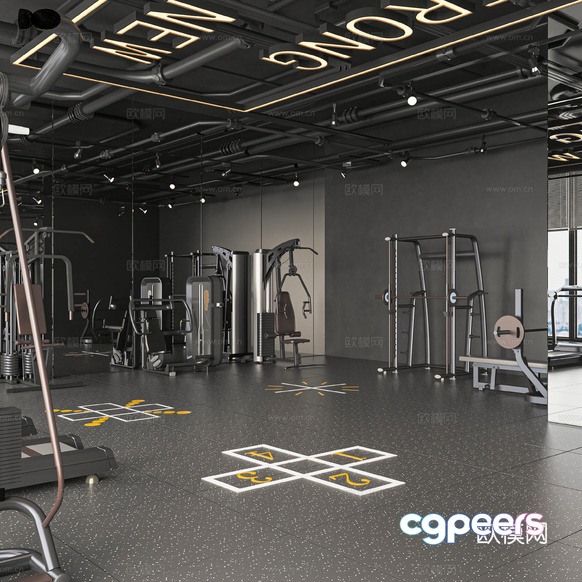 A Gym With A Modern Industrial-Style Aesthetic 3D Model - 17077 - VRAY Render A Gym With A Modern Industrial-Style Aesthetic 3D Model - 17077 - VRAY Render