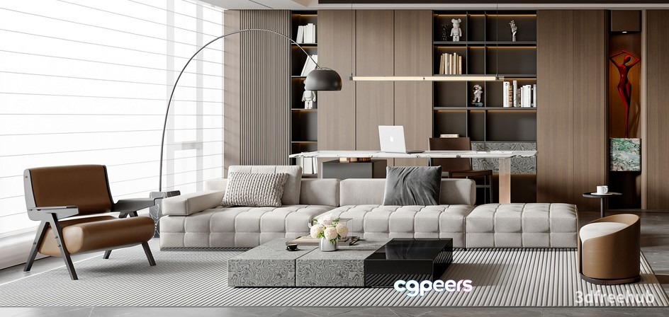 Modern Living Room 3D Model - 23532 - VRAY Render Modern Living Room 3D Model - 23532 - VRAY Render