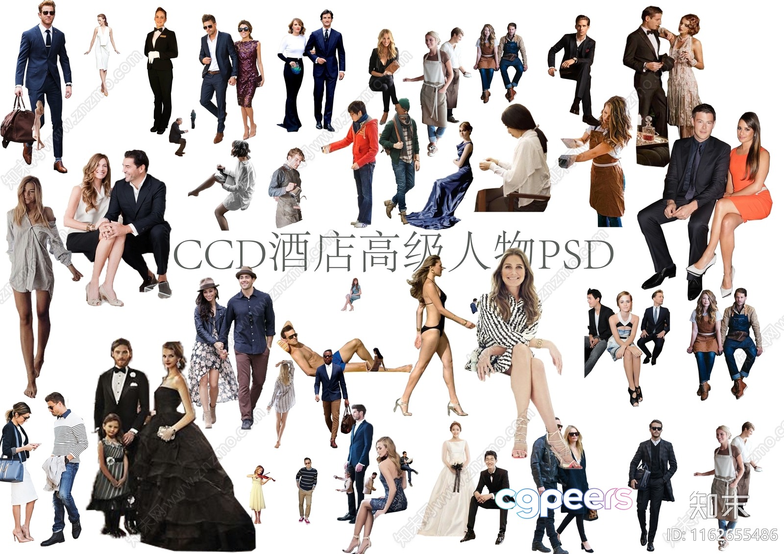 A Collage Of People In Various Poses And Outfits 3D Model - 12708 - VRAY Render