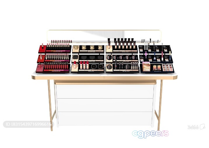 A Vanity Table With Makeup On It 3D Model - 8578 - VRAY Render