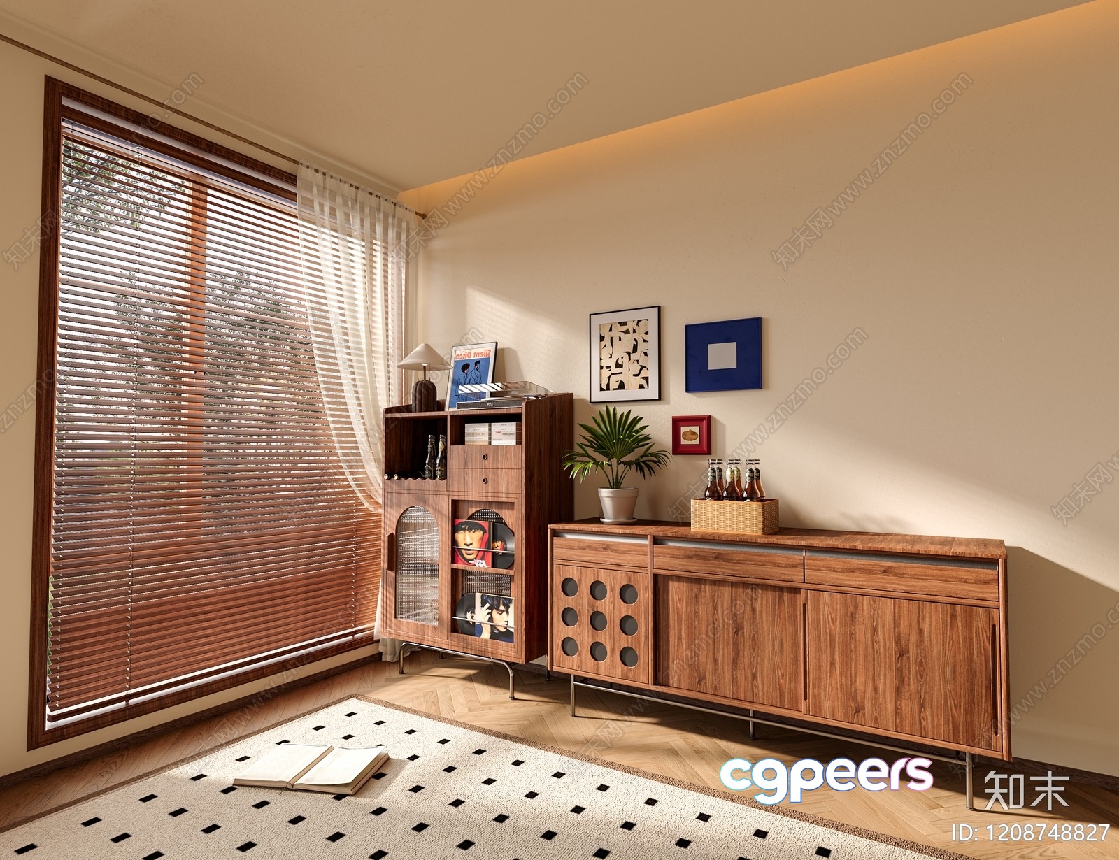 Mid-Century Modern Living Room 3D Model - 4423 - VRAY Render