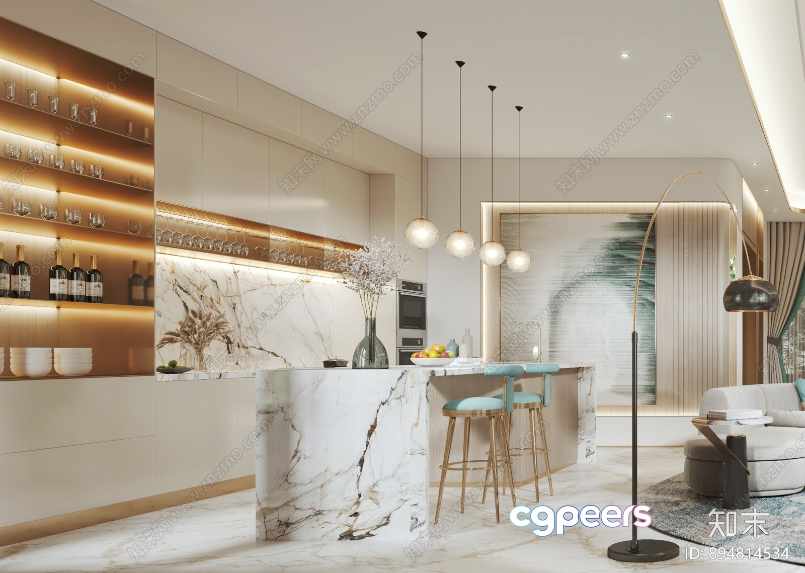 Modern Living Room 3D Model - 11296 - VRAY Render