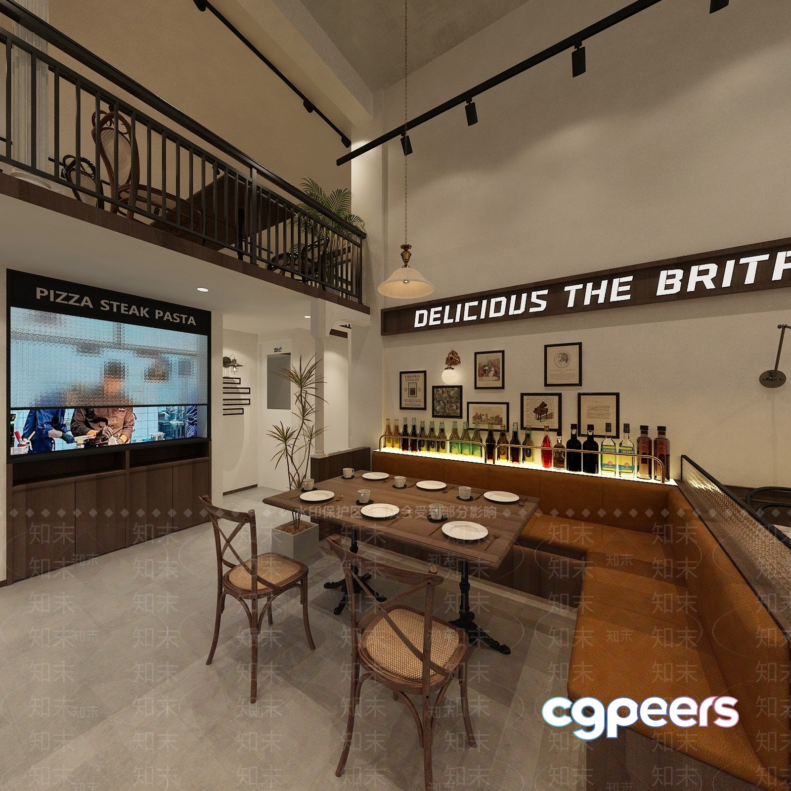 The Main Subject Is A Dining Room With A Long Table And Chairs Featuring 3D Model - 12078 - VRAY Render