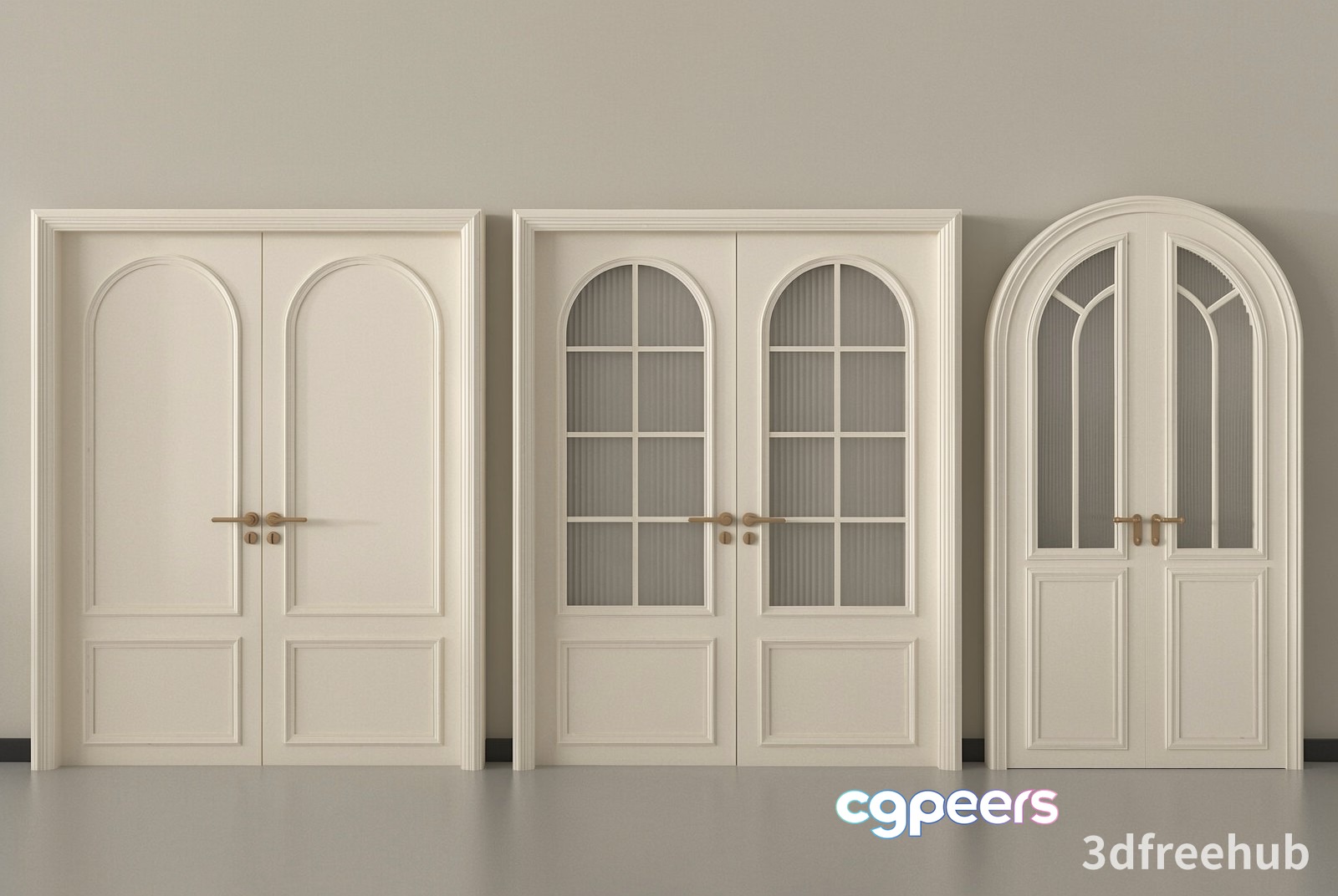 Three White Doors 3D Model - 22817 - VRAY Render Three White Doors 3D Model - 22817 - VRAY Render