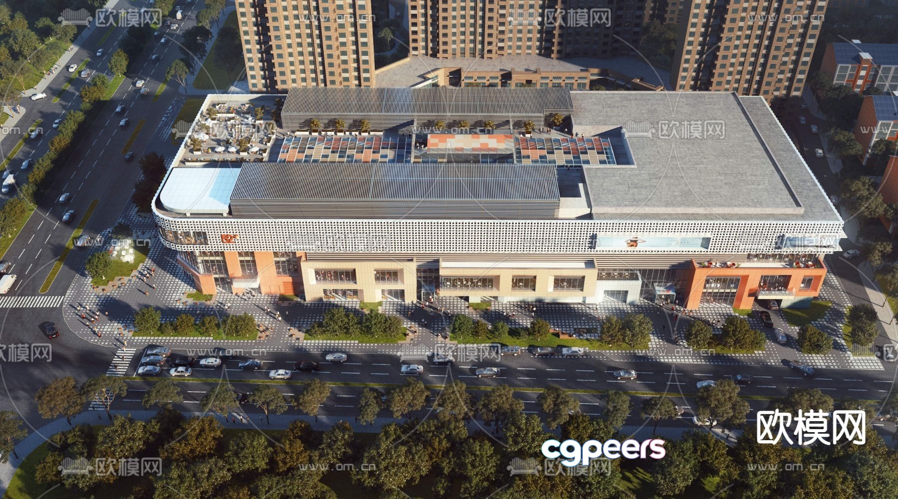 The Main Subject Is A Building With A Large Parking Lot 3D Model - 1904 - VRAY Render