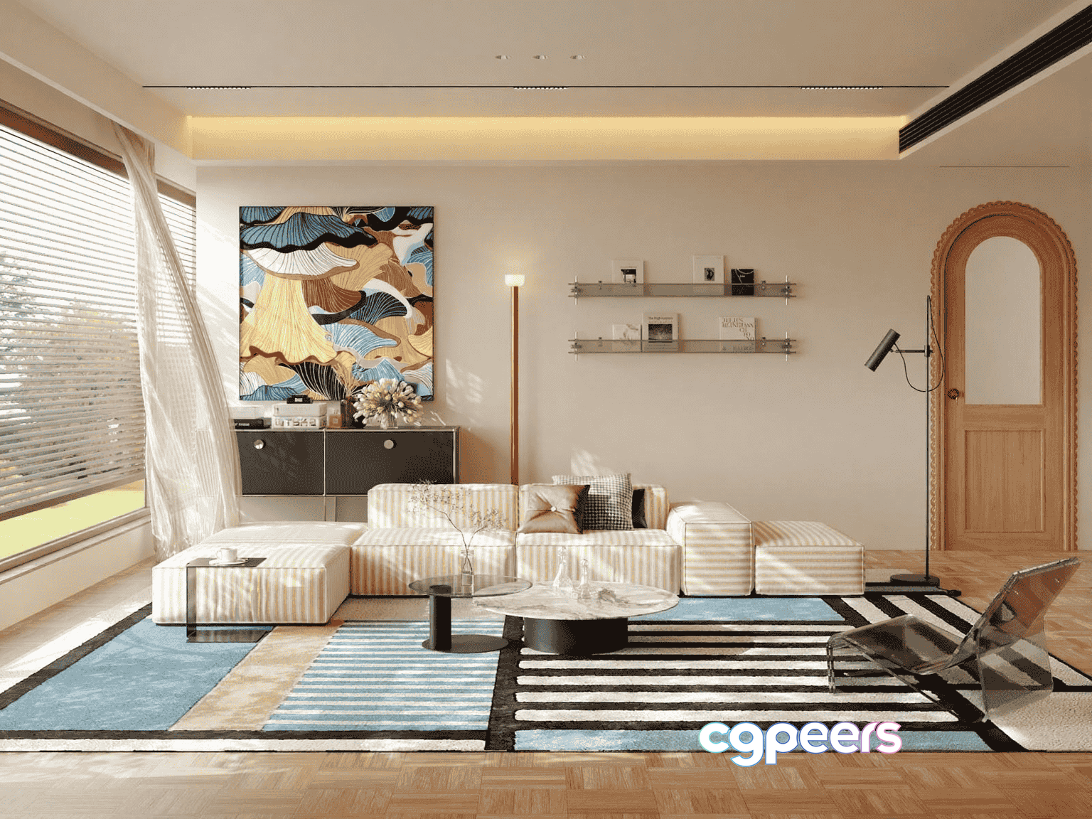Modern Living Room 3D Model - 15353 - VRAY Render