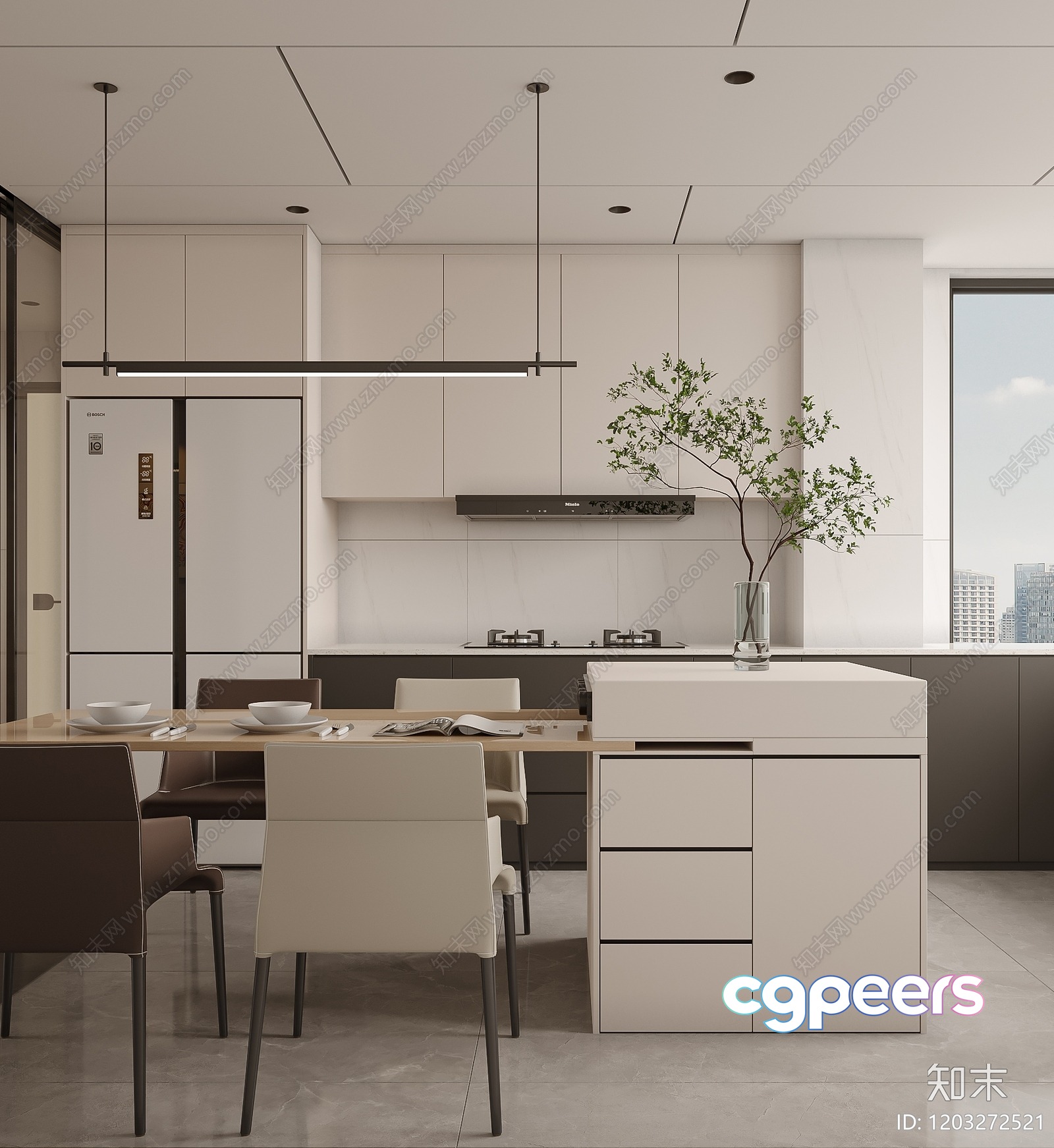 Modern Minimalist Kitchen 3D Model - 8882 - VRAY Render Modern Minimalist Kitchen 3D Model - 8882 - VRAY Render