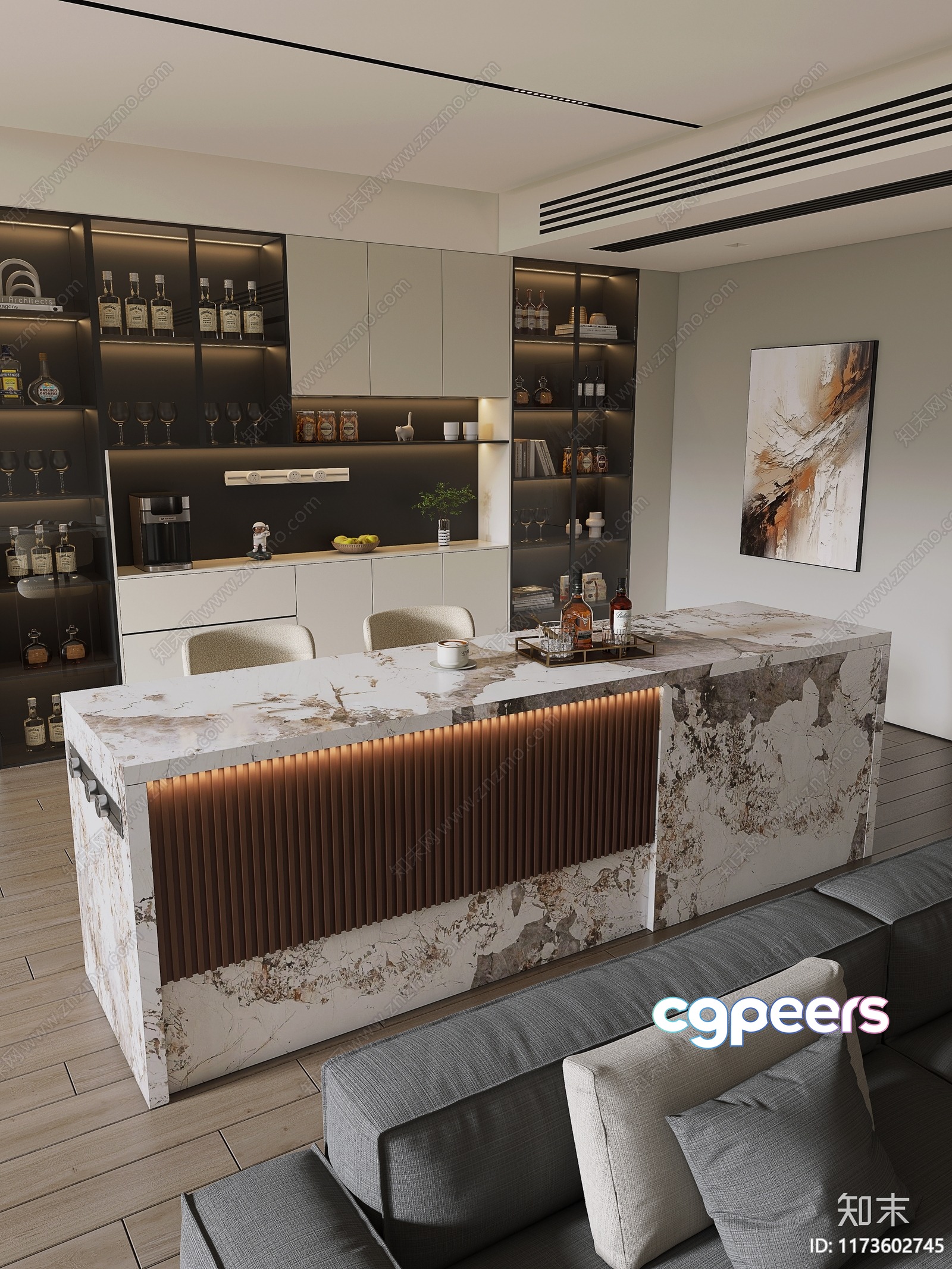Modern Living Room 3D Model - 2635 - VRAY Render Modern Living Room 3D Model - 2635 - VRAY Render