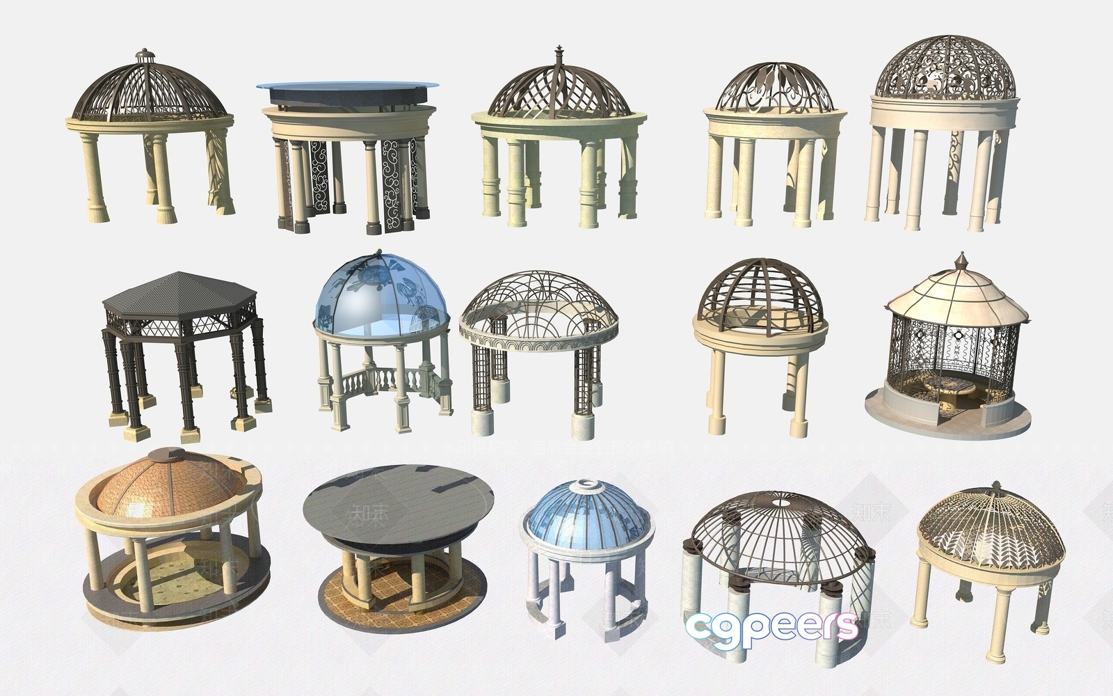 Examples Of Correct Answers: Gazebos 3D Model - 14105 - VRAY Render