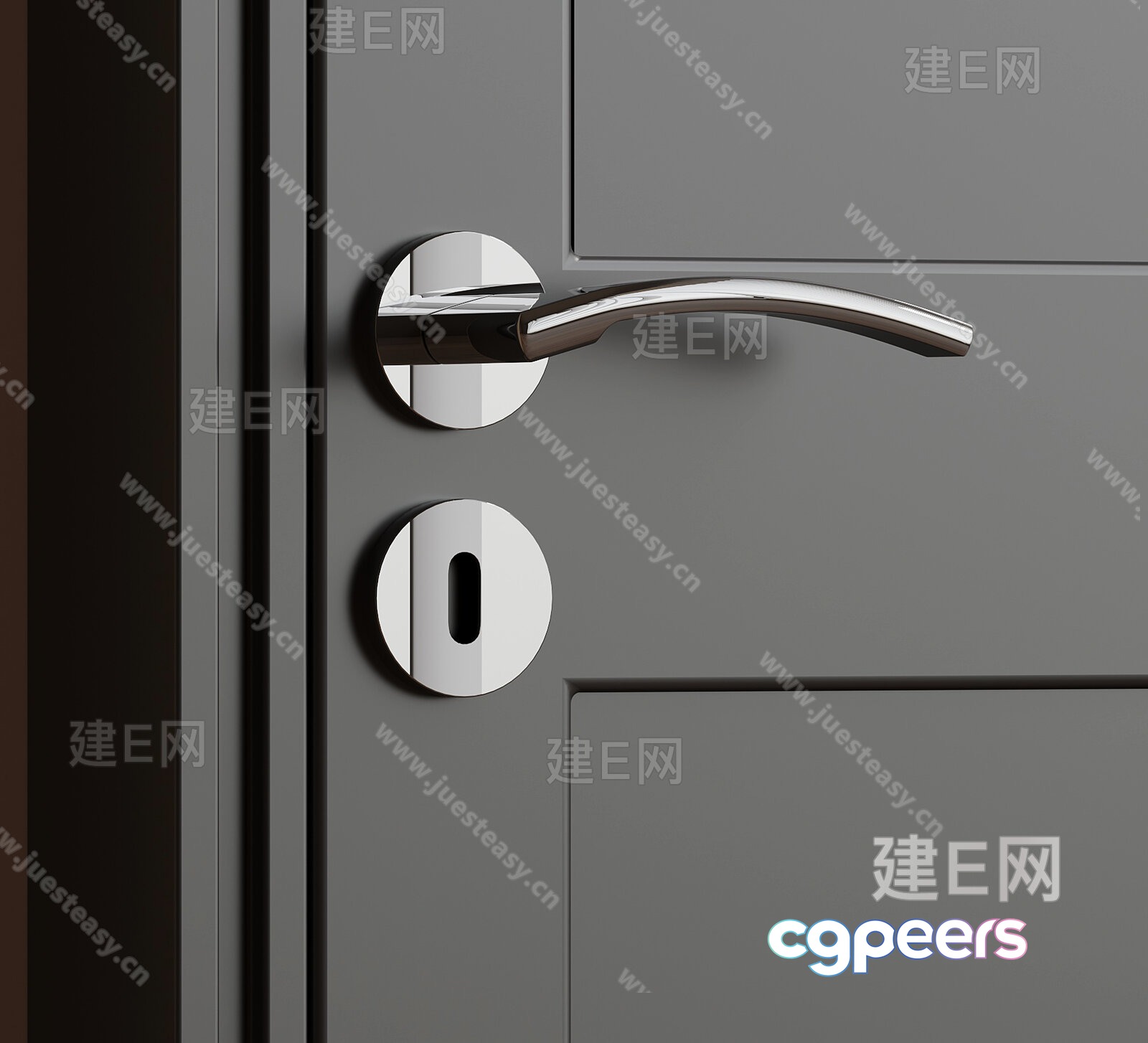 A Silver Door Handle 3D Model - 5138 - VRAY Render A Silver Door Handle 3D Model - 5138 - VRAY Render