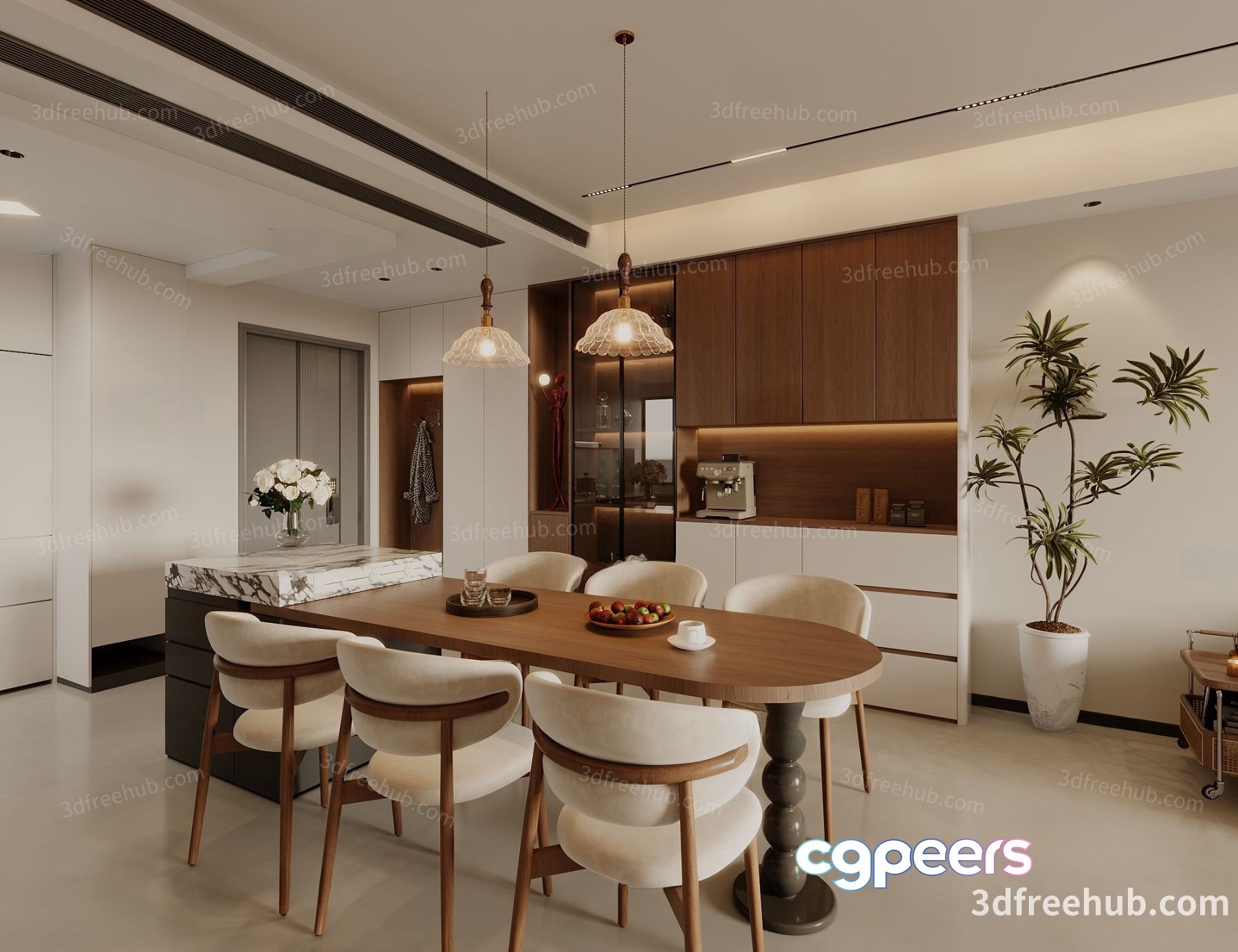 Modern Dining Room 3D Model - 22709 - VRAY Render Modern Dining Room 3D Model - 22709 - VRAY Render
