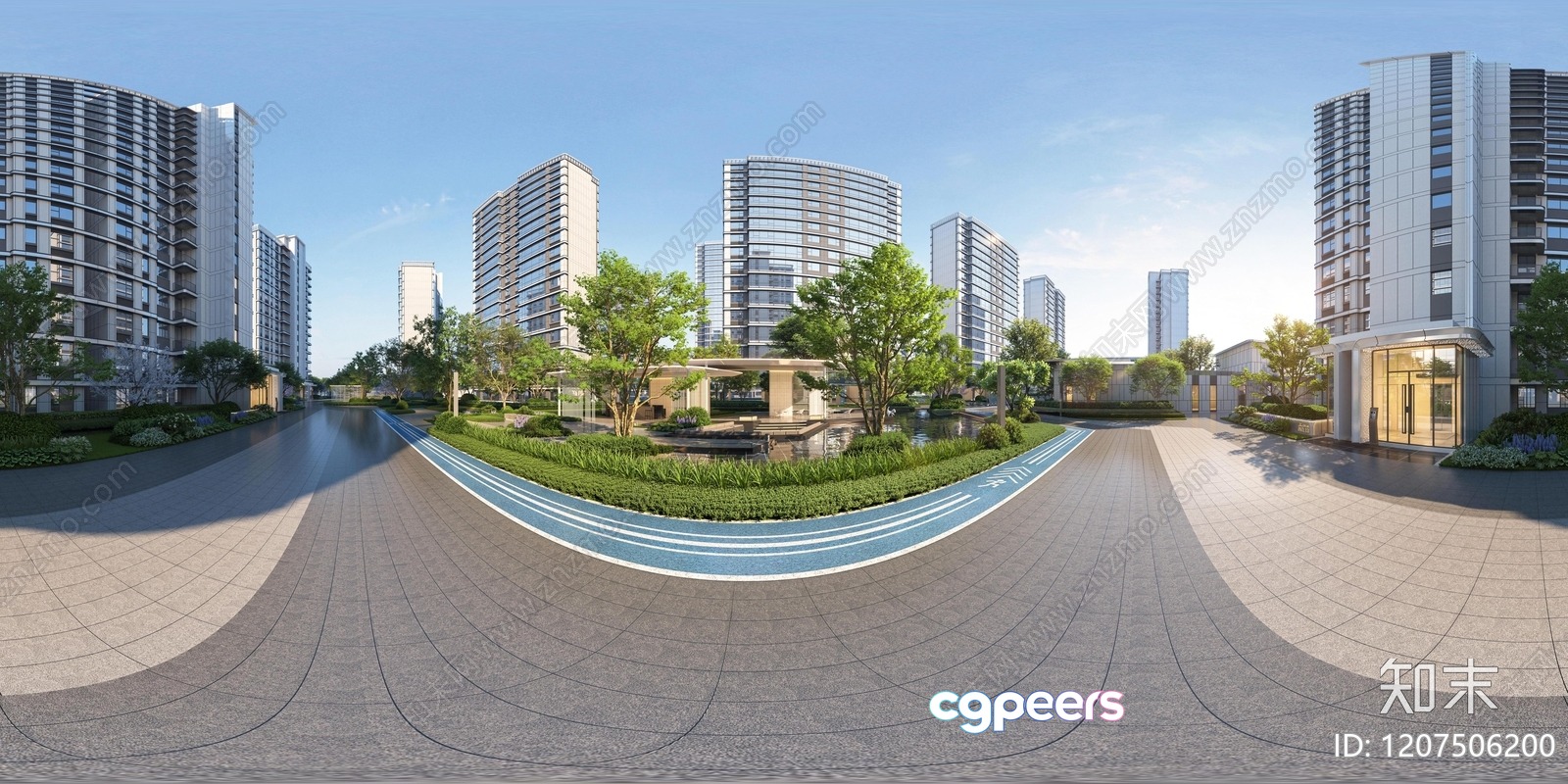 Urban High-Rise Residential Area 3D Model - 6086 - VRAY Render