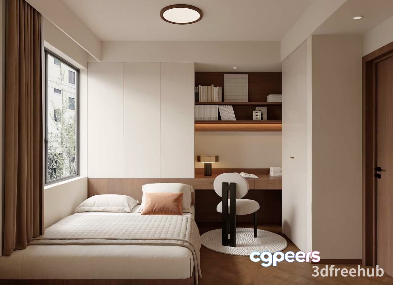 A Small Modern Bedroom 3D Model - 21548 - VRAY Render A Small Modern Bedroom 3D Model - 21548 - VRAY Render