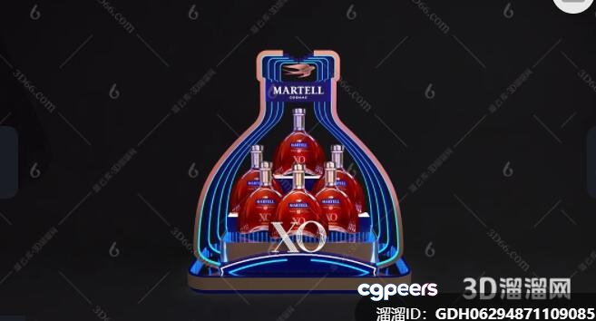 A Martell Xo Bottle Display 3D Model - 9336 - VRAY Render A Martell Xo Bottle Display 3D Model - 9336 - VRAY Render