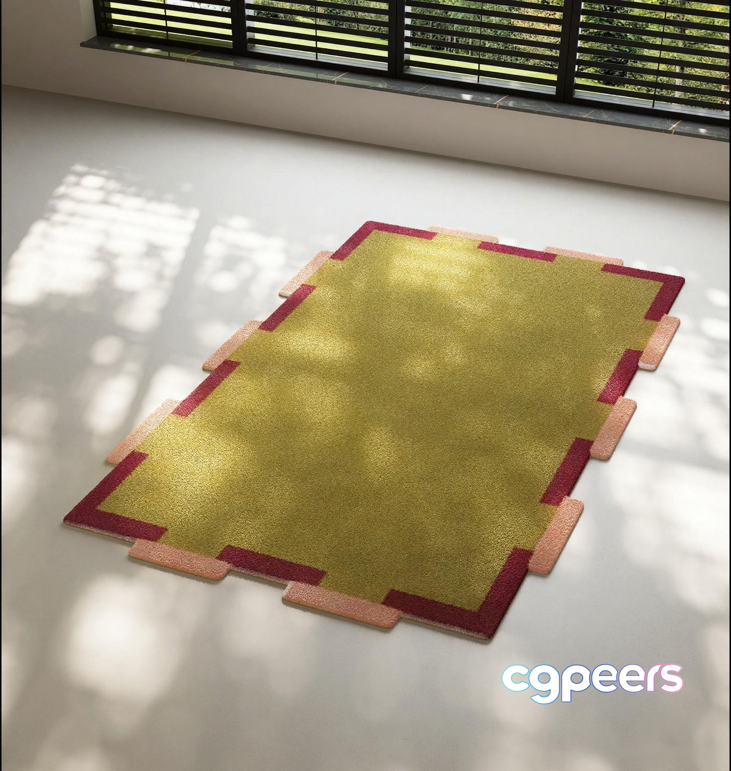 A Yellow Rug With A Red Border 3D Model - 15343 - VRAY Render A Yellow Rug With A Red Border 3D Model - 15343 - VRAY Render