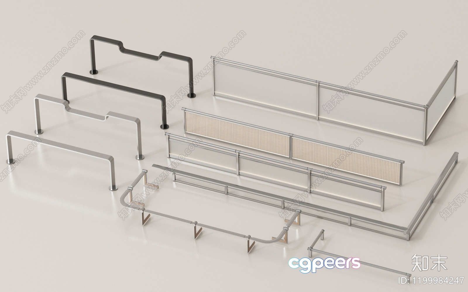 Modern Metal Railings 3D Model - 1200 - VRAY Render Modern Metal Railings 3D Model - 1200 - VRAY Render
