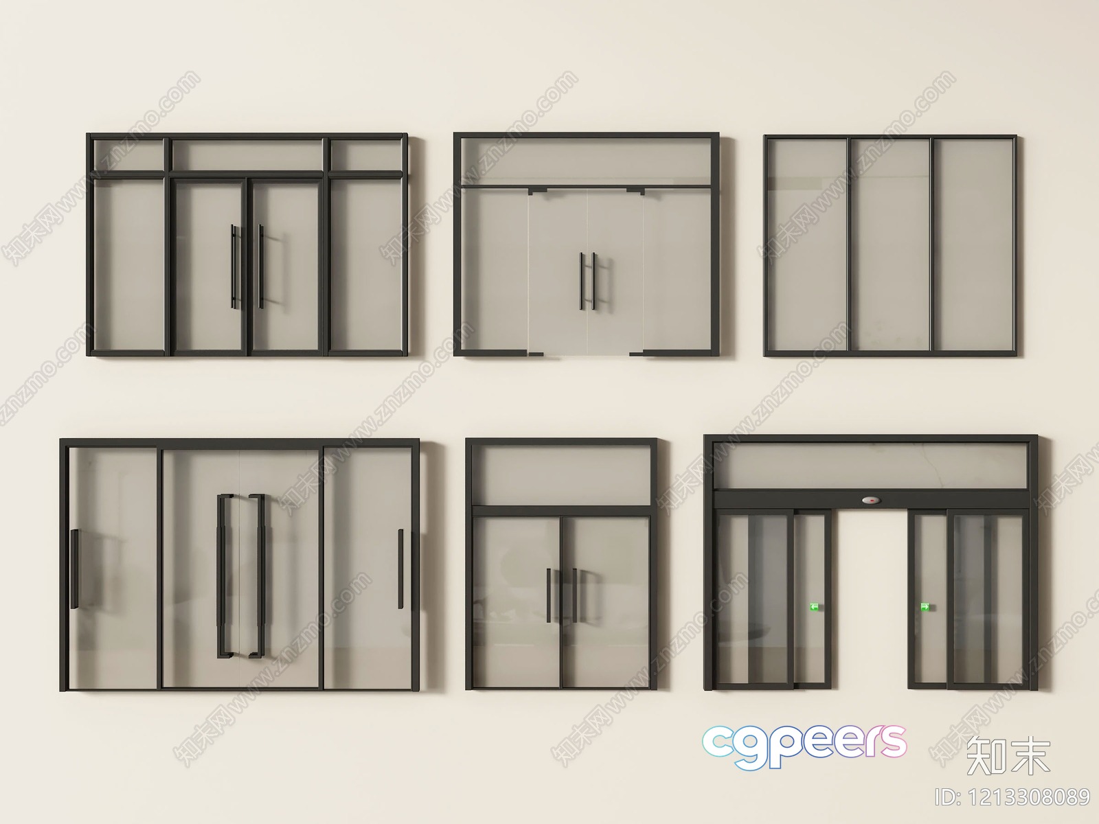 Modern Glass Doors 3D Model - 12800 - VRAY Render
