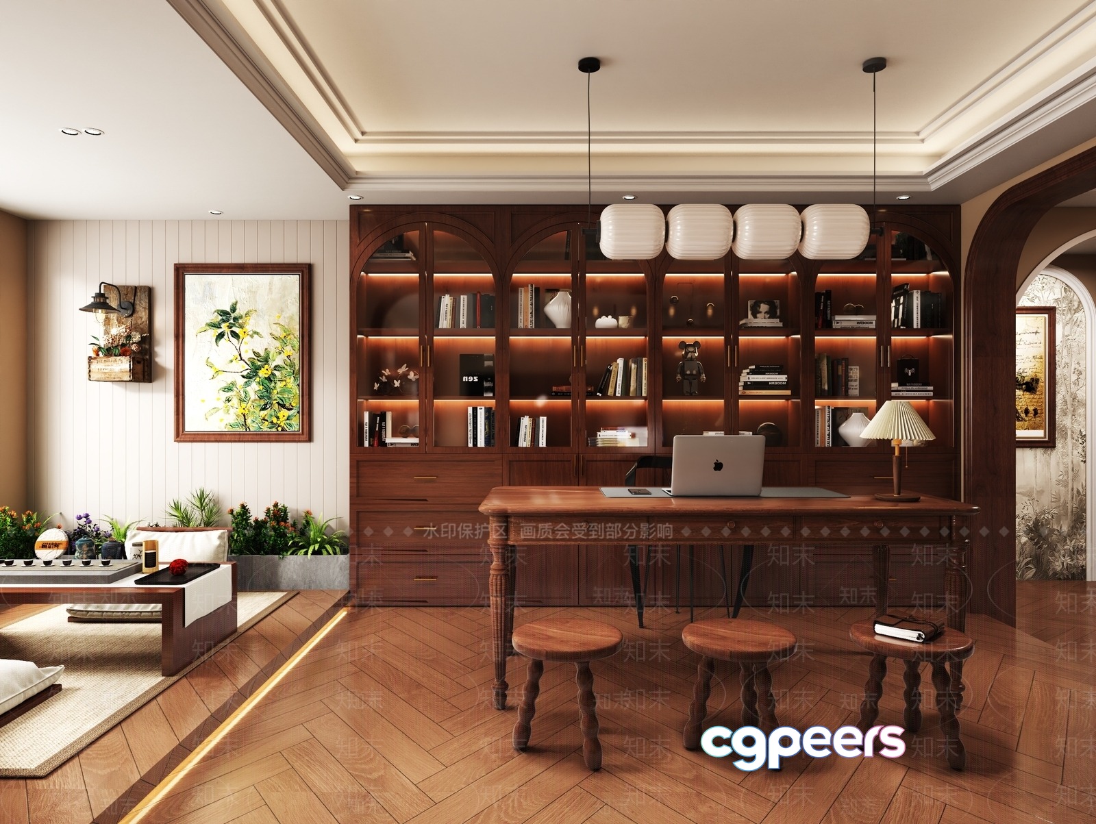 Modern Home Office 3D Model - 2763 - VRAY Render