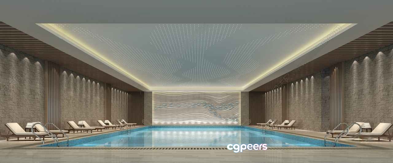 Modern Indoor Pool 3D Model - 5114 - VRAY Render