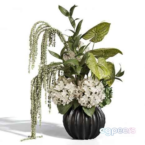 A Floral Arrangement In A Black Vase 3D Model - 8236 - CORONA Render A Floral Arrangement In A Black Vase 3D Model - 8236 - CORONA Render