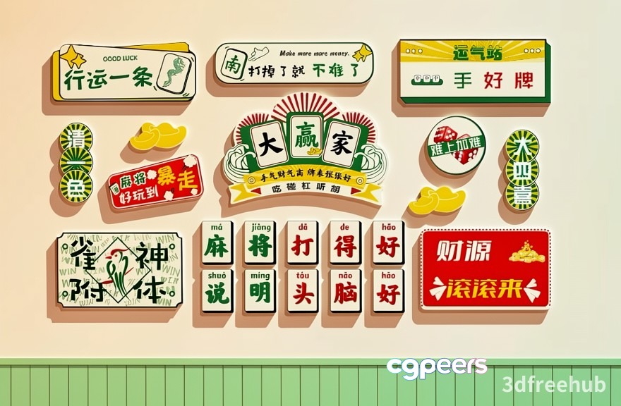 Traditional Chinese Mahjong Set 3D Model - 8671 - VRAY Render