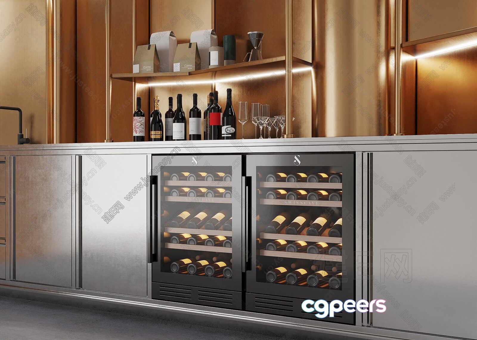 Modern Wine Fridge 3D Model - 18134 - VRAY Render