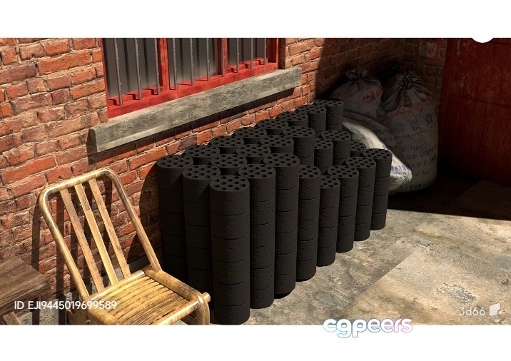 A Stack Of Black Cylindrical Objects 3D Model - 14832 - VRAY Render