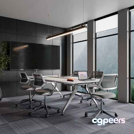 Modern Office Space 3D Model - 1512 - VRAY Render