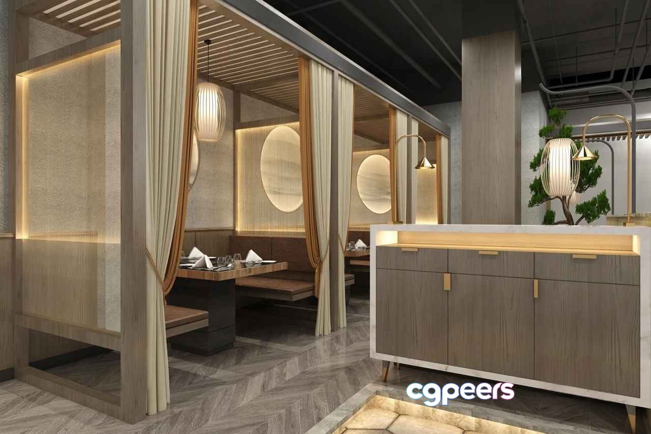 Modern Asian Restaurant 3D Model - 8957 - VRAY Render Modern Asian Restaurant 3D Model - 8957 - VRAY Render
