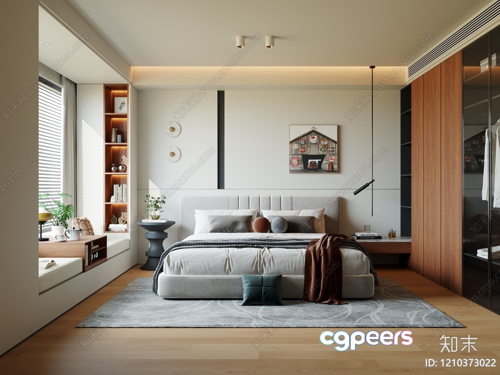 Cozy Modern Bedroom 3D Model - 12545 - VRAY Render