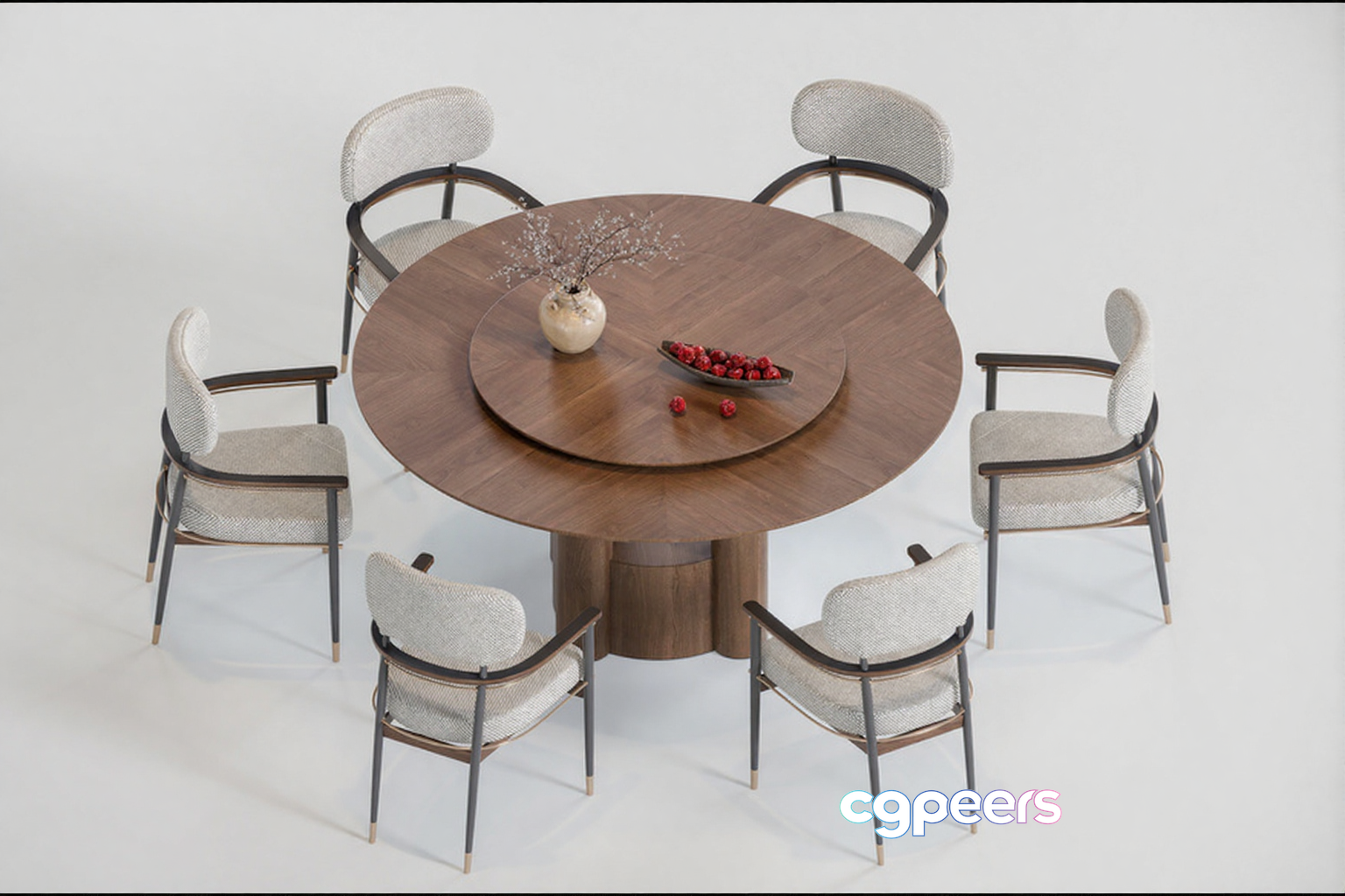 A Round Wooden Table 3D Model - 6249 - CORONA Render
