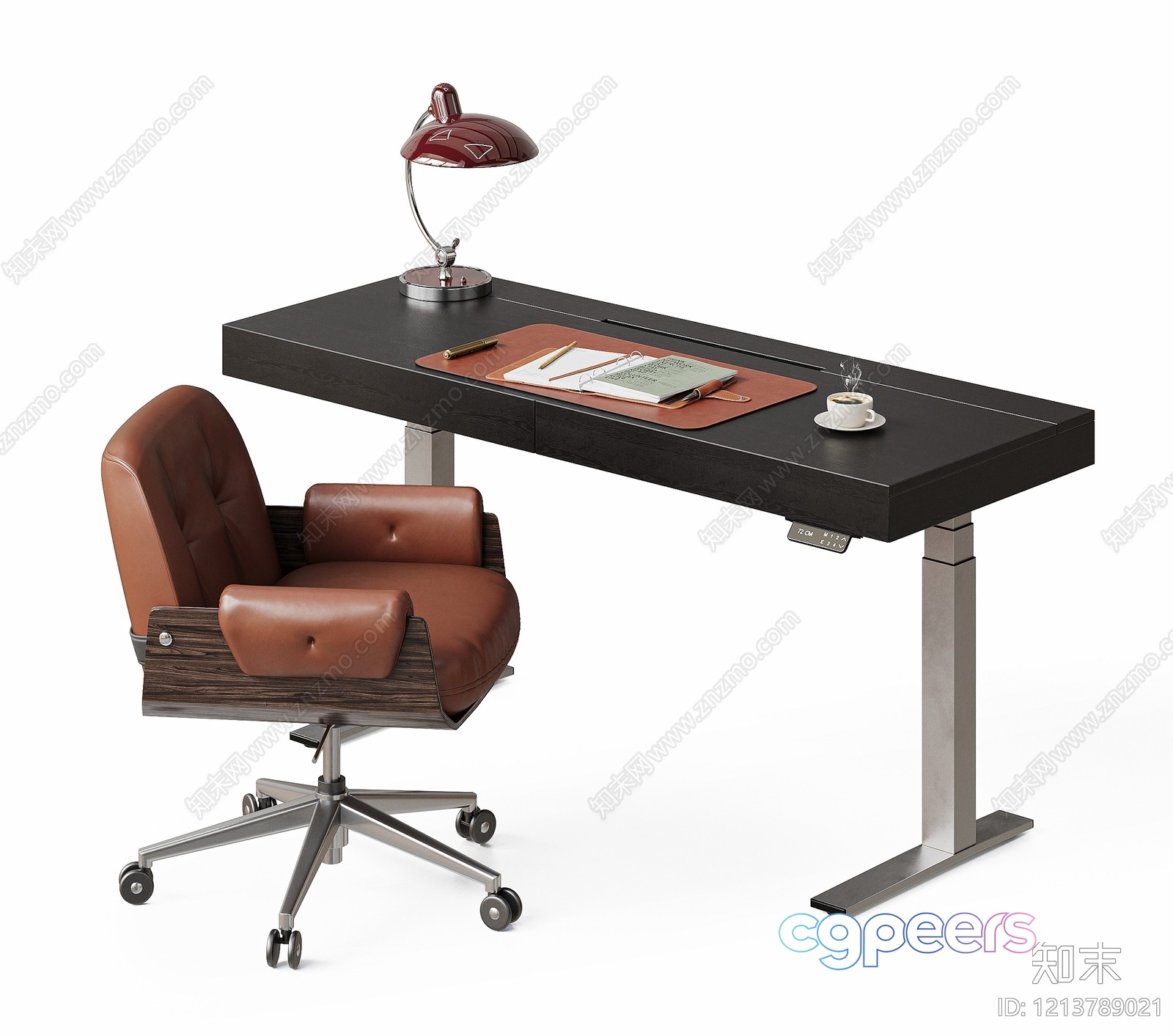Brown Leather Office Chair 3D Model - 23062 - VRAY Render