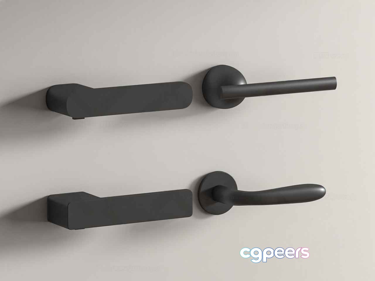 A Black Door Handle 3D Model - 13605 - VRAY Render