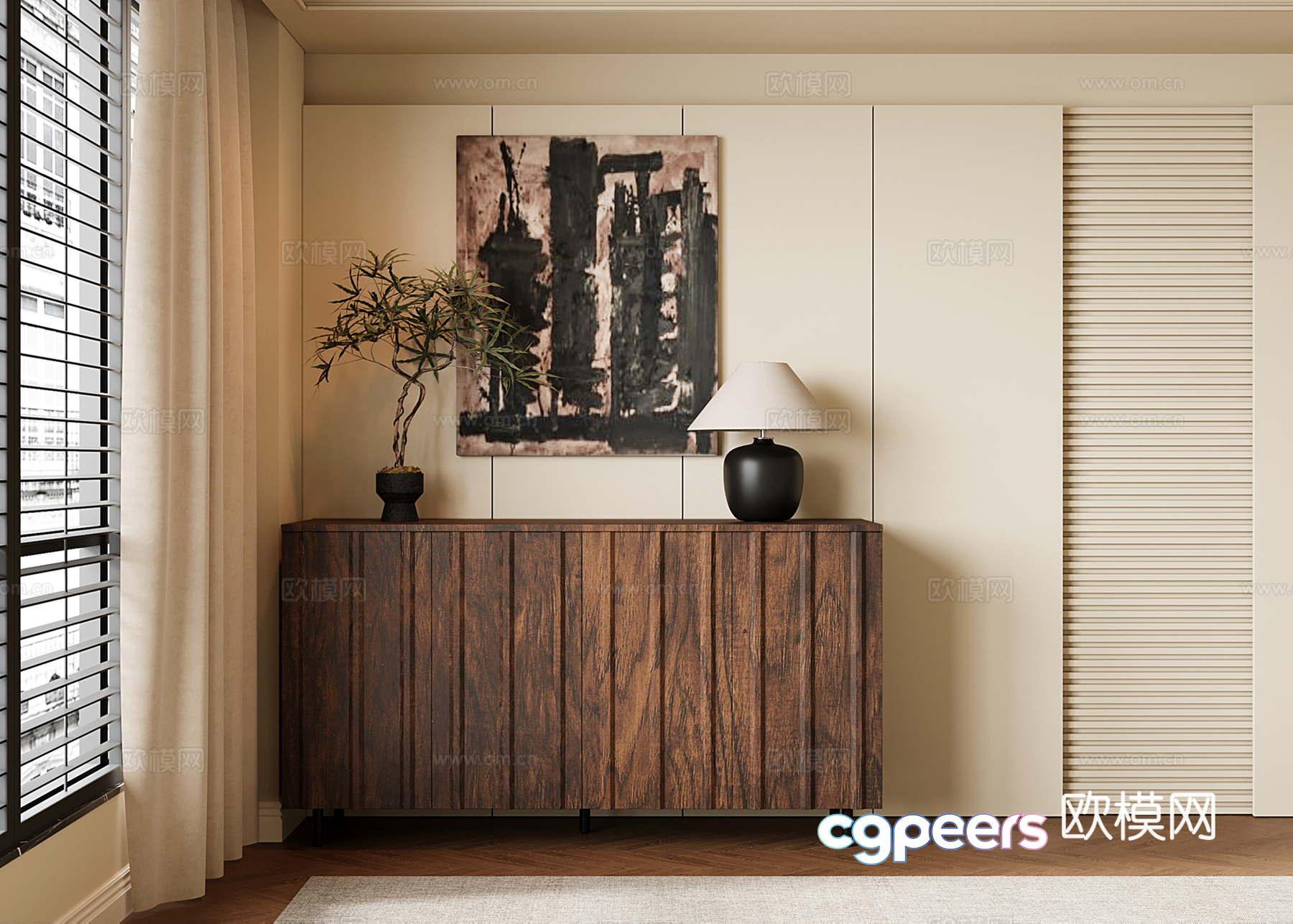 A Wooden Cabinet 3D Model - 4270 - VRAY Render A Wooden Cabinet 3D Model - 4270 - VRAY Render