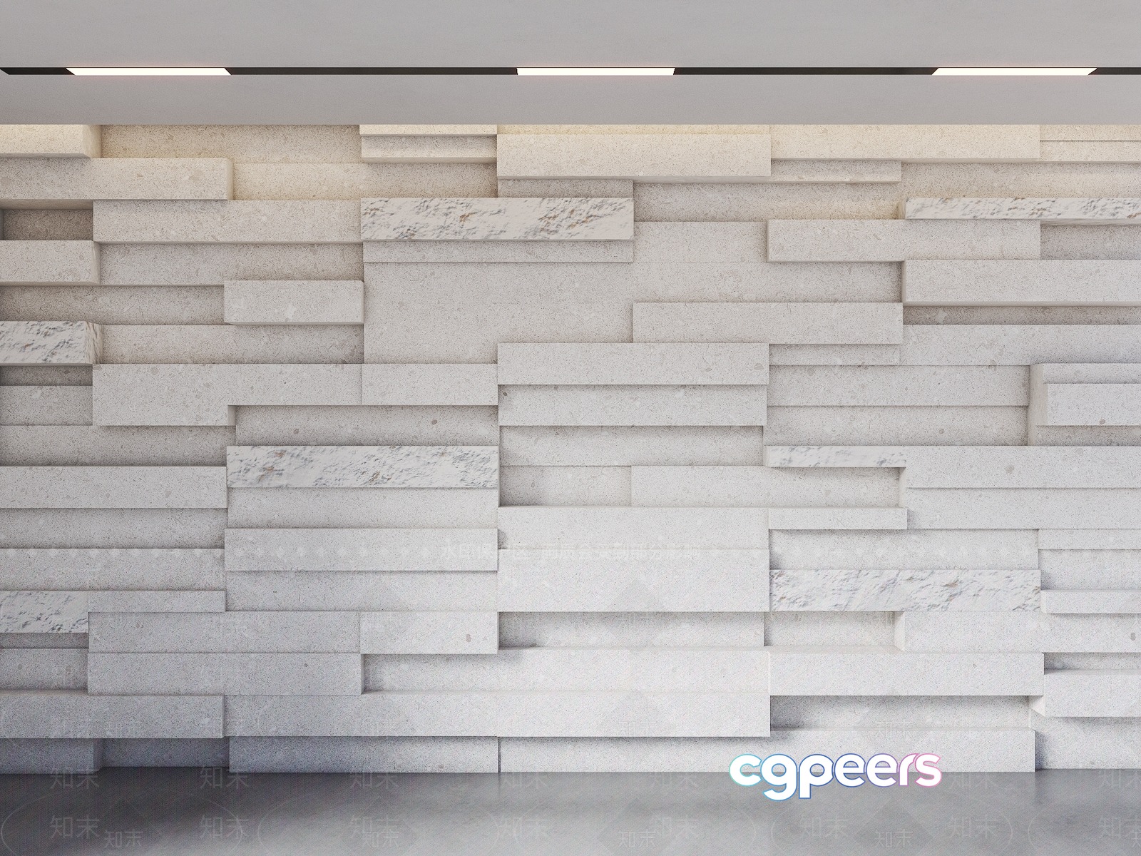 Modern White Stone Wall 3D Model - 15074 - VRAY Render