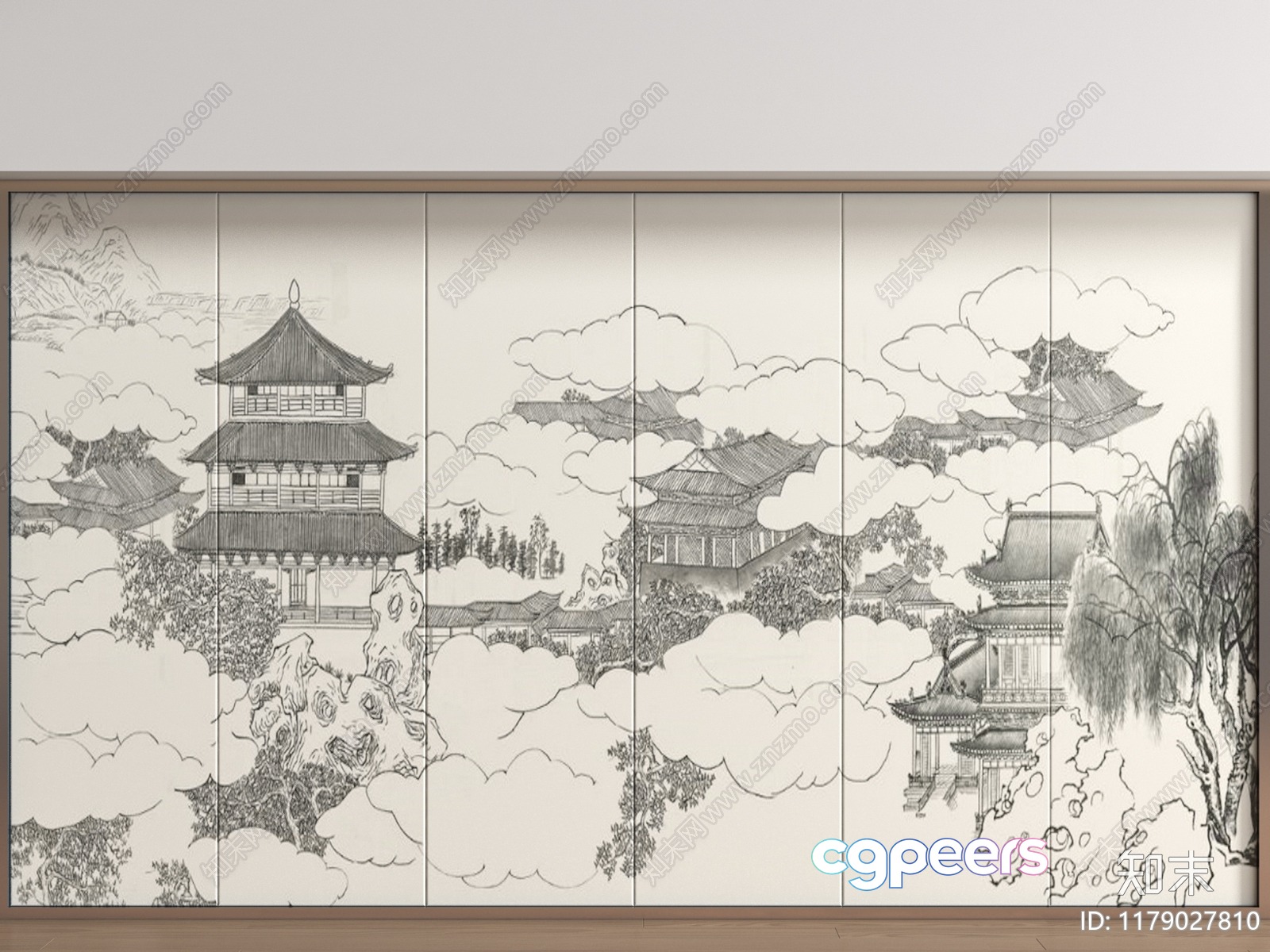 The Single Main Subject Is A Black And White Drawing Of A Building In The 3D Model - 8073 - VRAY Render