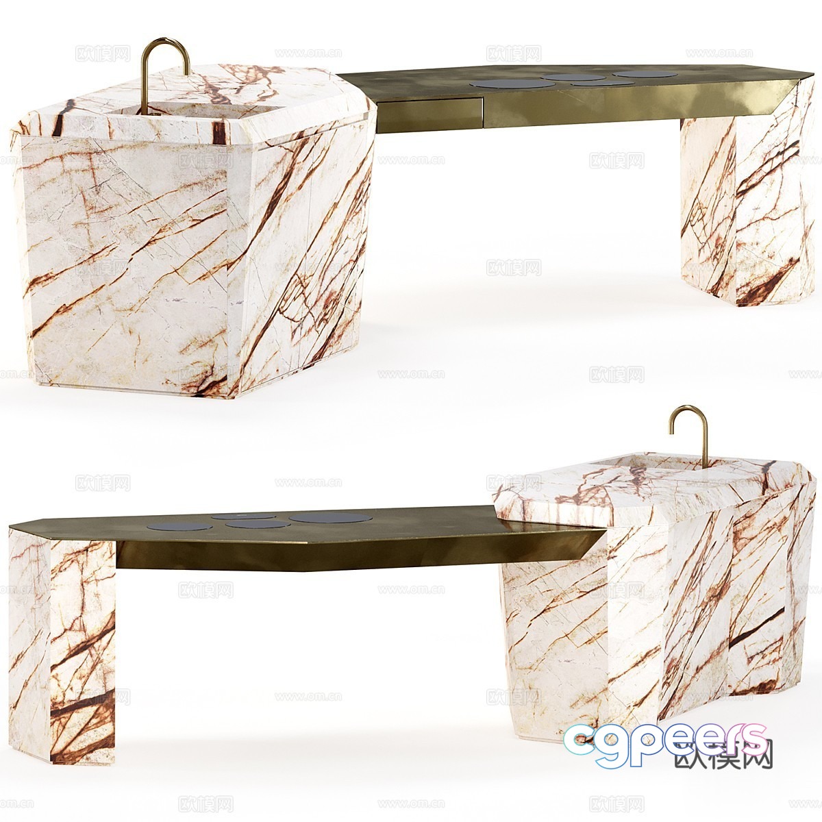Modern Marble Sink And Bench 3D Model - 21735 - VRAY Render Modern Marble Sink And Bench 3D Model - 21735 - VRAY Render